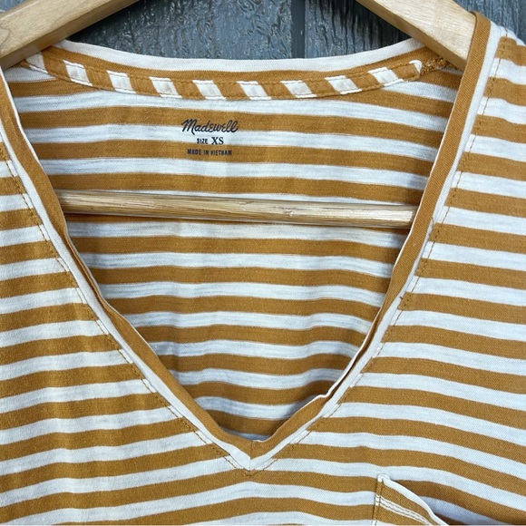 Madewell Whisper Cotton V-Neck Pocket Tee Fenwick Stripe - Picture 8 of 10